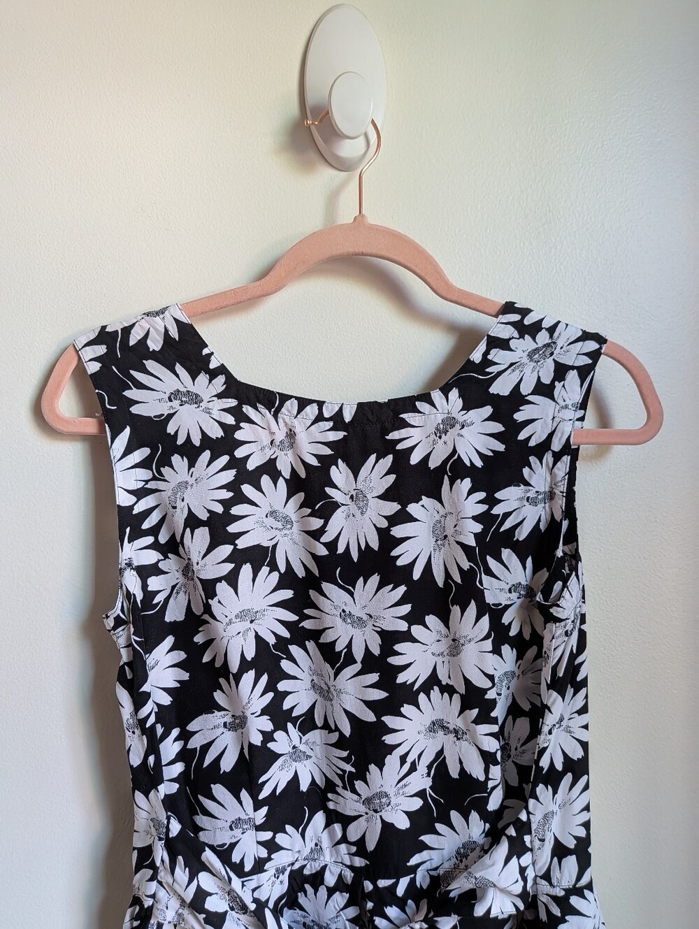 VINTAGE MEXX Y2K Black White Retro Bohemian Floral Daisy Romper Size Medium - Picture 6 of 12